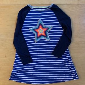 Mini Boden Striped Cotton Dress with Star